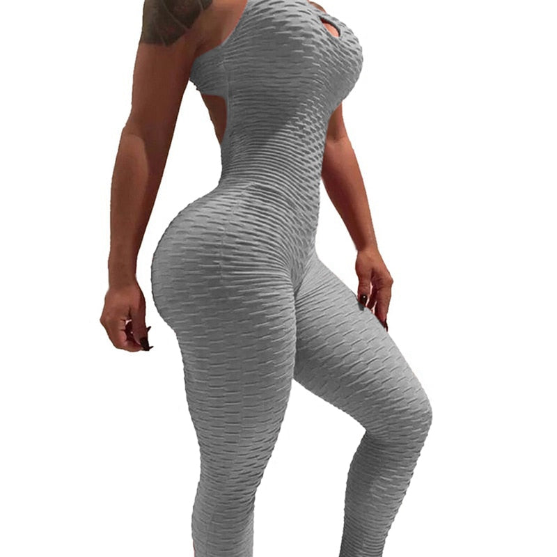 Sexy Women's Tracksuit Yoga Pants High Waist Gym Play Suit Push up Slim Sport Backless Top Running Sportswear Soft Jumpsuit-2