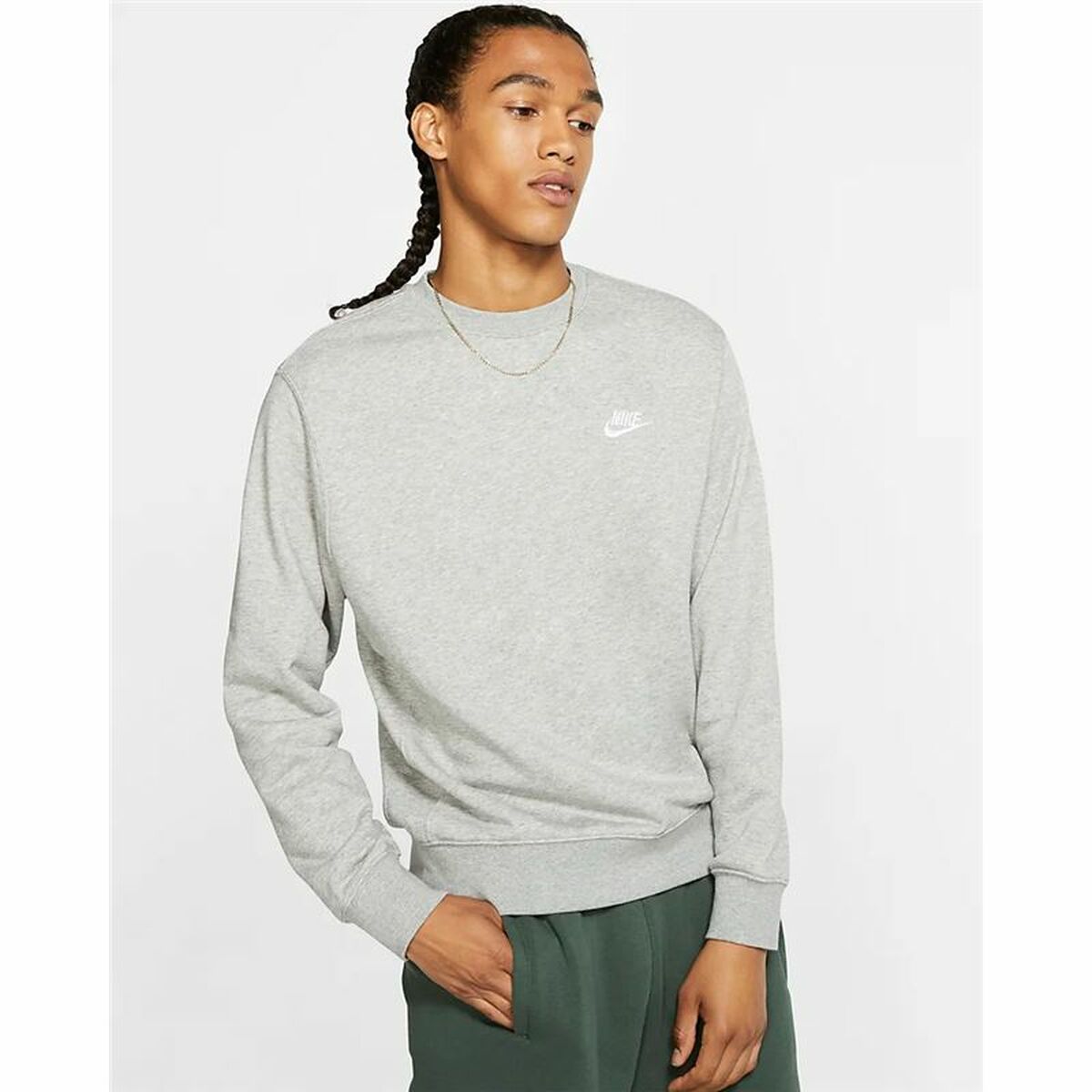 Men’s Sweatshirt without Hood Nike Sportswear Club Grey Light grey M-4