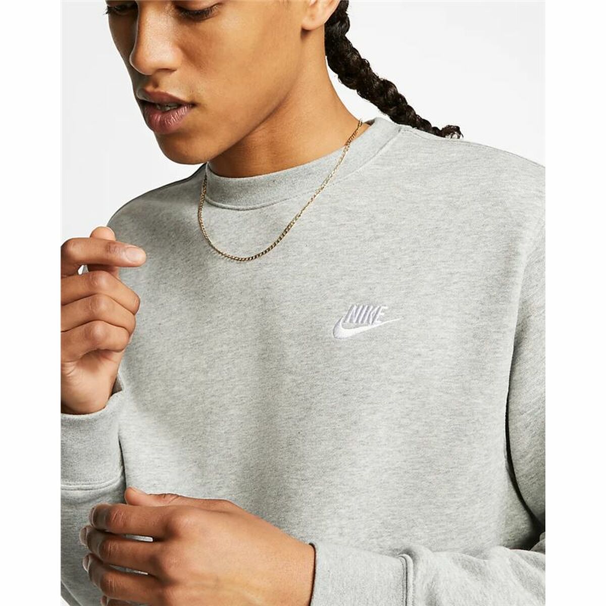 Men’s Sweatshirt without Hood Nike Sportswear Club Grey Light grey M-2