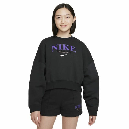 Hoodless Sweatshirt for Girls Nike Sportswear Trend Black-0