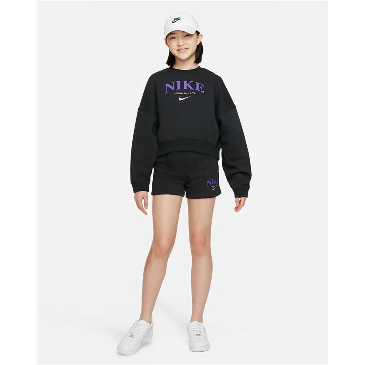 Hoodless Sweatshirt for Girls Nike Sportswear Trend Black-2