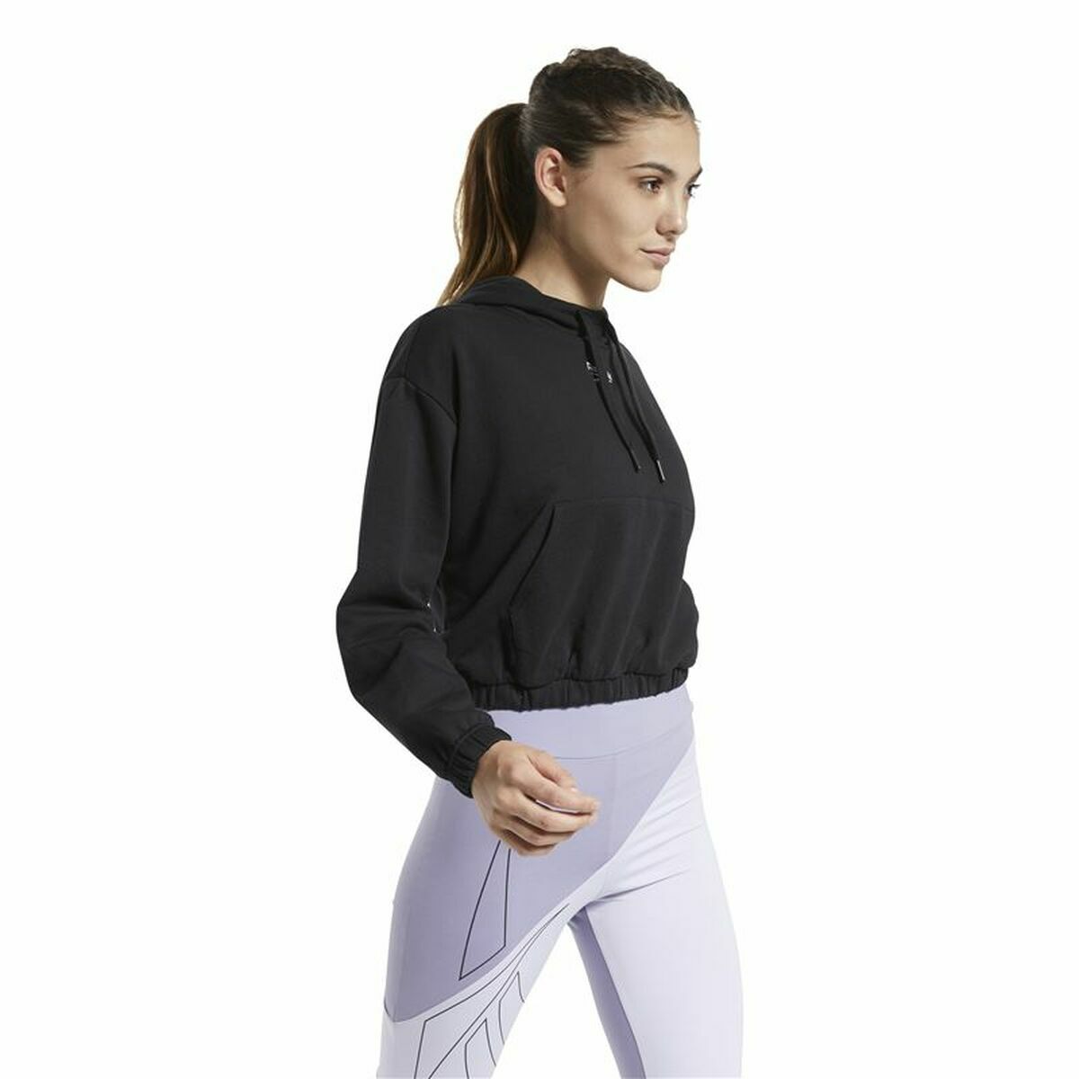 Women’s Hoodie Reebok Sportswear Cropped Black-4