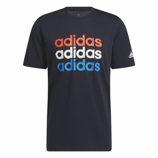 Men’s Short Sleeve T-Shirt Adidas Multi Linear Sportswear Graphic (L)-0