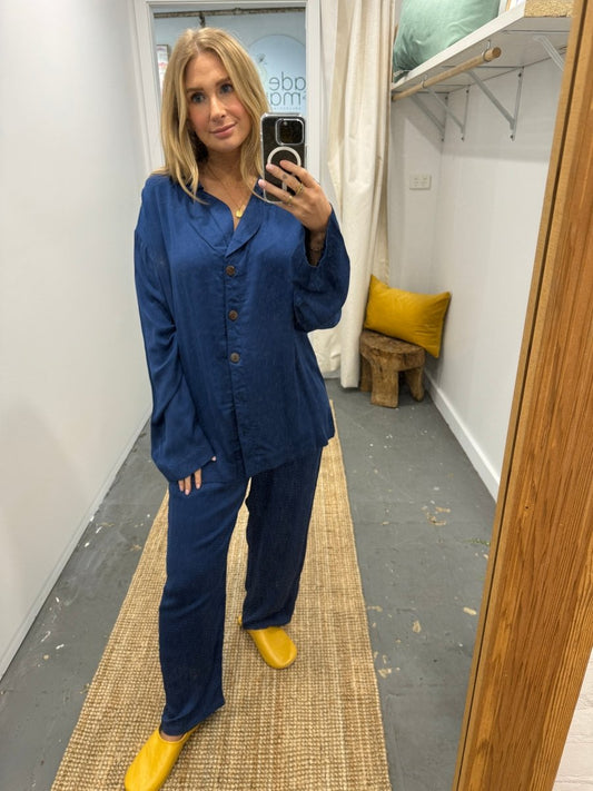 Bamboo Pyjama - Classic Set in Navy-1