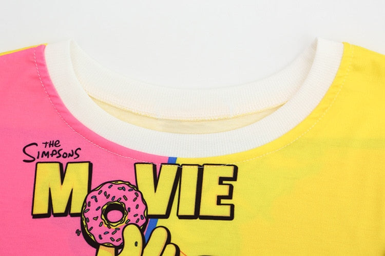 Women  Cartoon Printed  Girl Donuts O-neck T Shirts-3