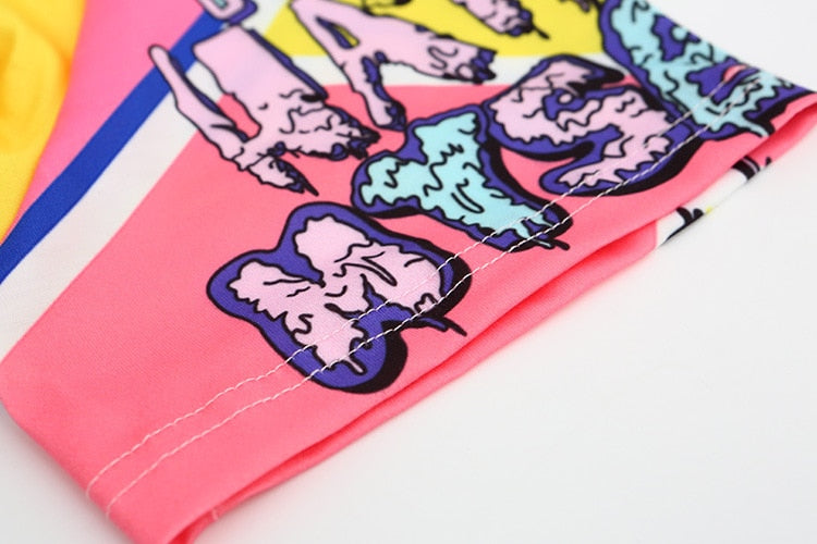 Women  Cartoon Printed  Girl Donuts O-neck T Shirts-4