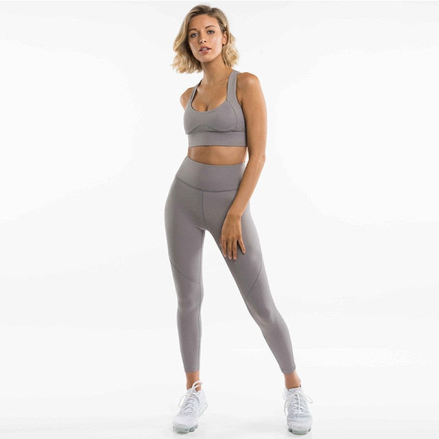 Yoga Set Saemless Leggings+Racerback Bra Sportswear for Women-1