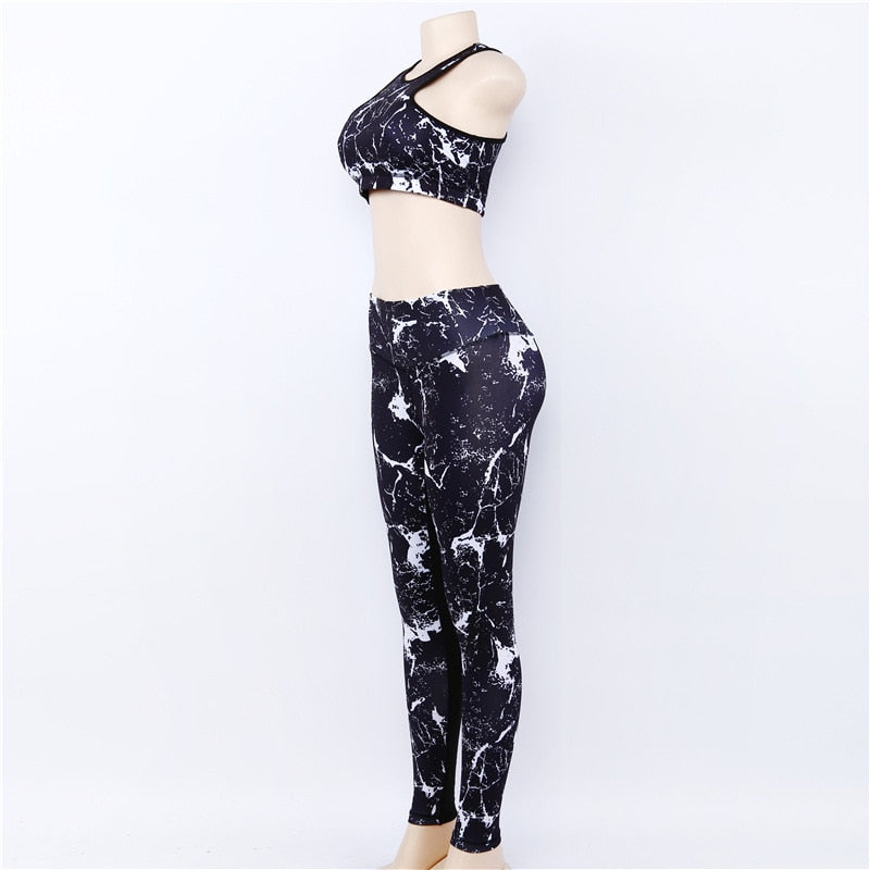 Sport Suit 3D Print Fitness Suit Leggings Breathable Yoga Set Sexy Running Workout Sportswear Tracksuit For Women Gym Clothing-2