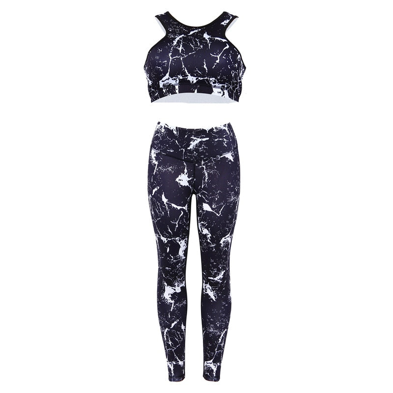 Sport Suit 3D Print Fitness Suit Leggings Breathable Yoga Set Sexy Running Workout Sportswear Tracksuit For Women Gym Clothing-4
