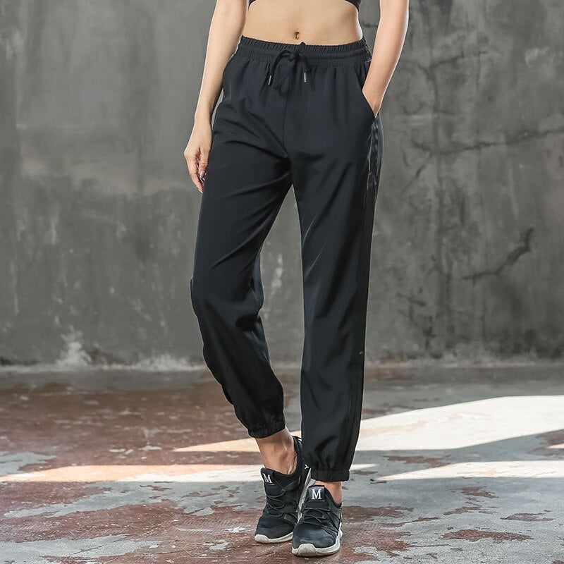 Outdoor Gym Running Sportswear Sport Drawstring Waist Jogging Pants Women Loose Training Pants Fashion Side Open Sweatpants-4