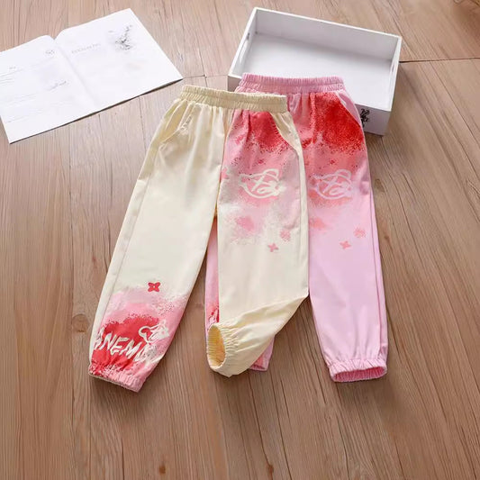 Spring Baby Kids Girls Elastic Soft Breathable Tie Dye Sportswear Pants-0