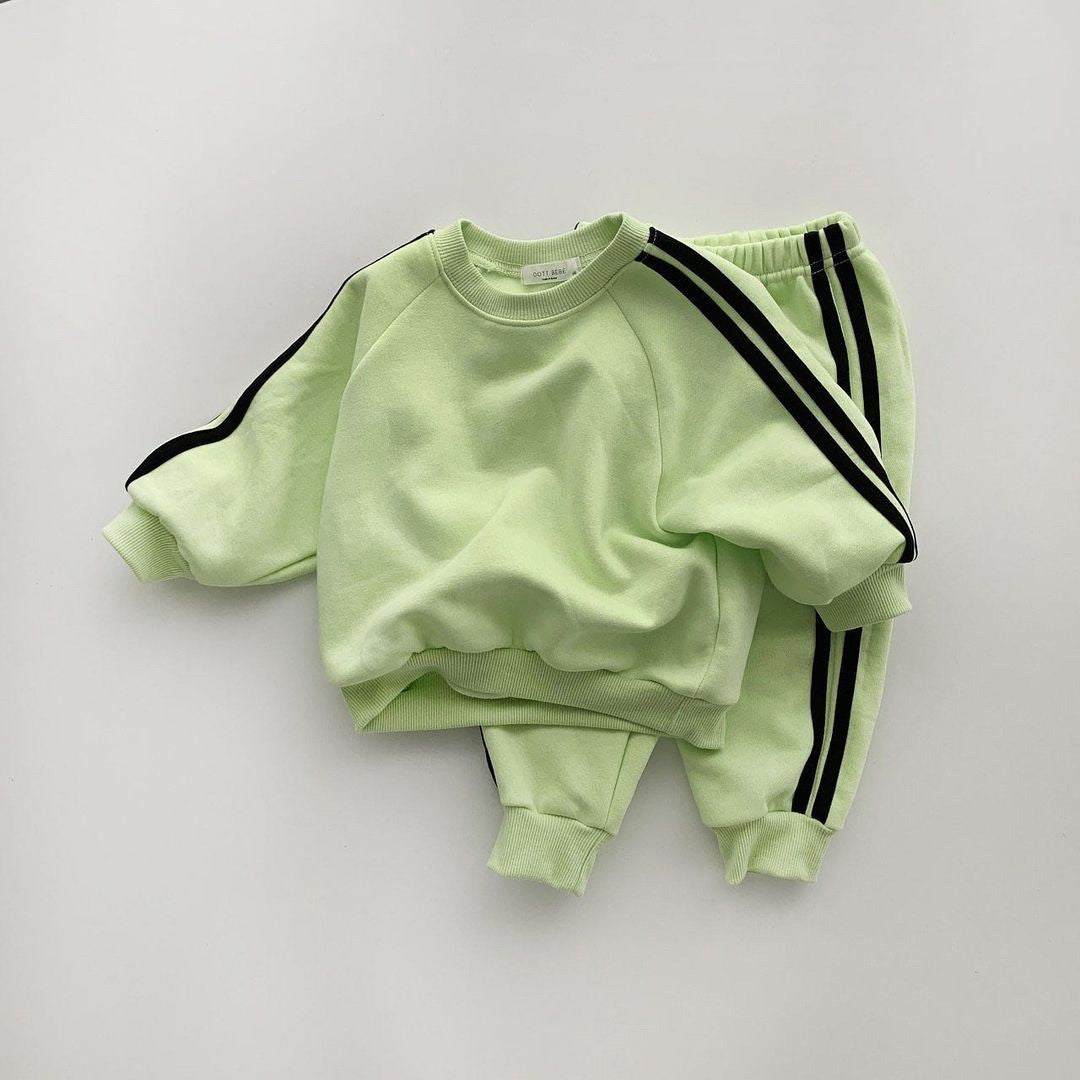 Autumn Baby Kids Unisex Casual Striped Long Sleeves Pullover and Pants Sportswear Clothing Set-2