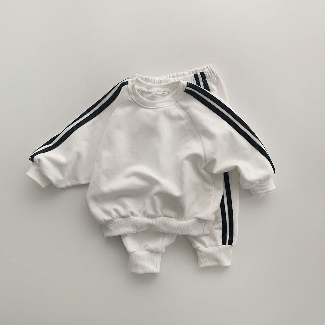 Autumn Baby Kids Unisex Casual Striped Long Sleeves Pullover and Pants Sportswear Clothing Set-3