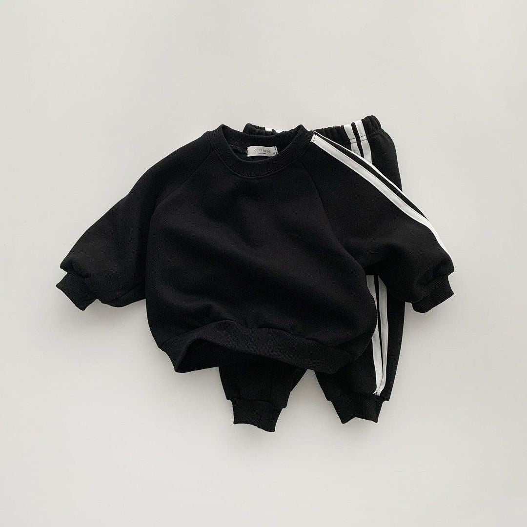Autumn Baby Kids Unisex Casual Striped Long Sleeves Pullover and Pants Sportswear Clothing Set-5