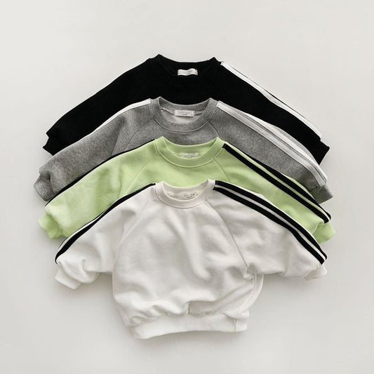 Autumn Baby Kids Unisex Casual Striped Long Sleeves Pullover and Pants Sportswear Clothing Set-0