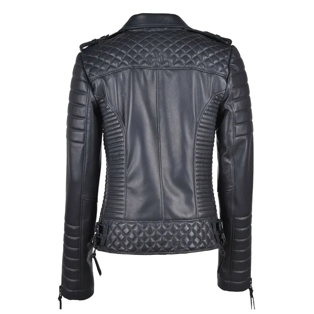 Women’s Leather Motorcycle Jacket-1